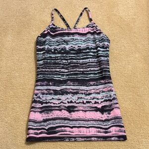 Ivivva Pink and Black Striped Tank Top